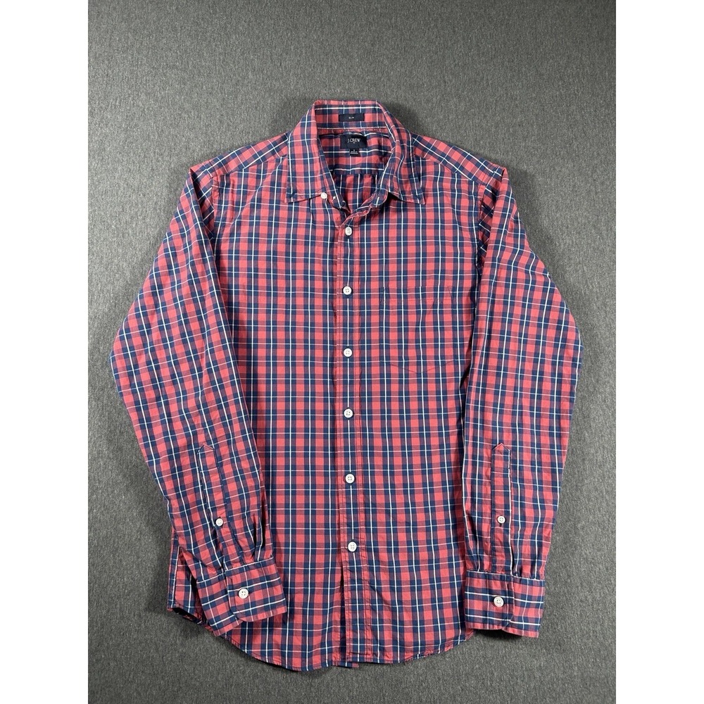 J.Crew Men's Slim Fit Plaid Long Sleeve Button-Down Shirt Size Small Red Blue